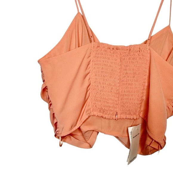 NEW Abercrombie Ruched Coral Pink O Ring Women’s Crop Cami Tank Top Sz L - Picture 9 of 11